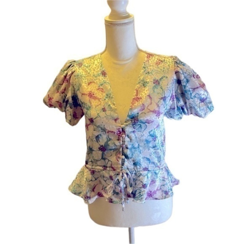 Rahi Floral V-Neck Peplum Top